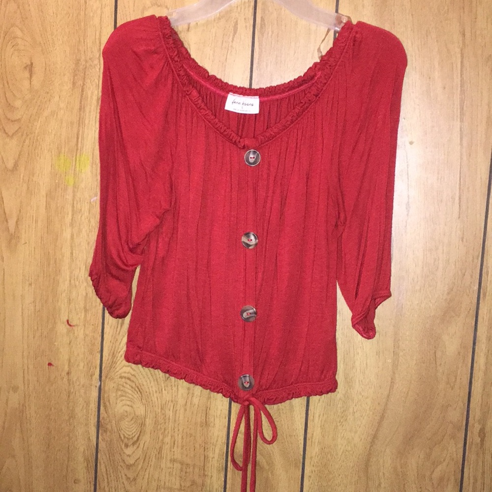 Off the shoulder button up shirt